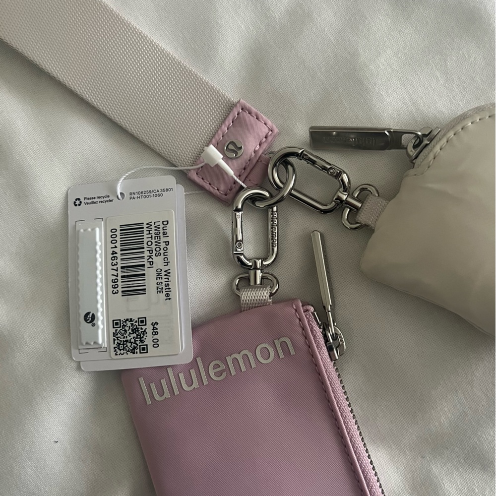 🆕 Lululemon Dual Pouch Wristlet - White Opal/Pink Peony - Picture 4 of 7
